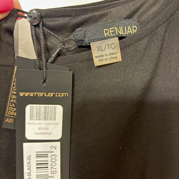 NWT Renuar XL Black Lined Dress with 3/4 Length Ruffle Sleeves - Picture 6 of 9